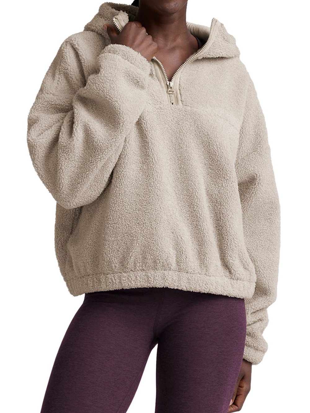 Beyond Yoga Sherpa-Lined Crew in Cream